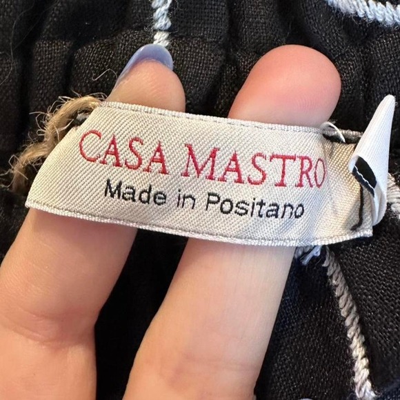 New with Tags Casa Mastro Black White Strapless Jumpsuit Sz Medium Linen Italy - Picture 3 of 8